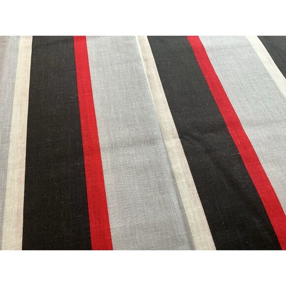 The Rosewood Print Linen Blend Fabric Black, Red and Grey Striped 4 Yards x 58" - Picture 3 of 8